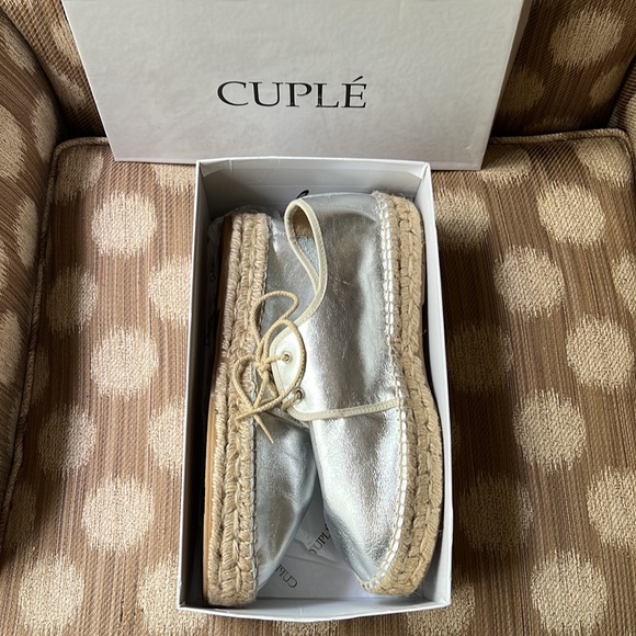 Cuple silver leather espadrille sneaker  blucher 41 - Picture 2 of 8